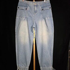NWT Light Wash Ankle Drawstring Jeans XL